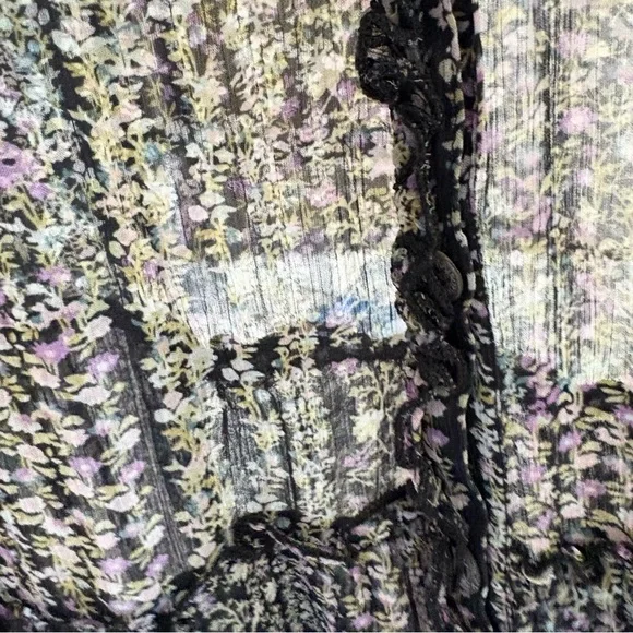 Sundance Sheer Floral Tunic Dress | Tiered Boho Peasant Top | Women’s XL - Picture 6 of 8